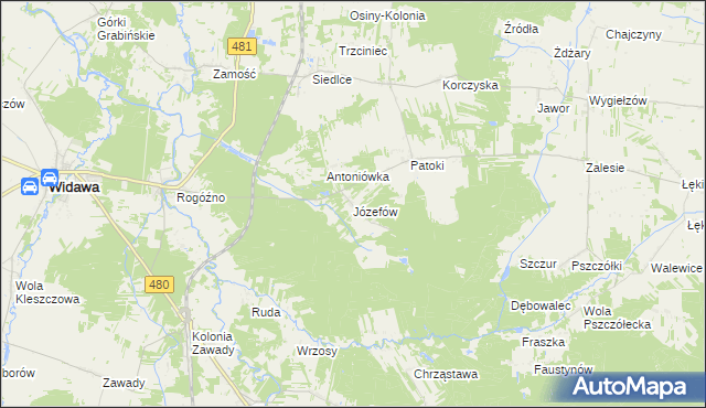 mapa Józefów Widawski, Józefów Widawski na mapie Targeo