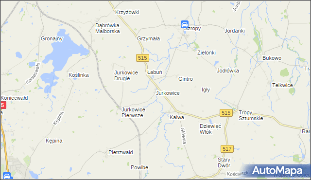 mapa Jurkowice gmina Stary Targ, Jurkowice gmina Stary Targ na mapie Targeo