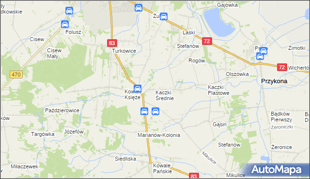 mapa Kaczki Średnie, Kaczki Średnie na mapie Targeo