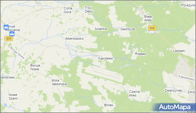 mapa Kąkolewo gmina Grodzisk Wielkopolski, Kąkolewo gmina Grodzisk Wielkopolski na mapie Targeo