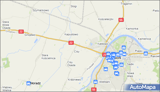 mapa Kałdowo gmina Malbork, Kałdowo gmina Malbork na mapie Targeo
