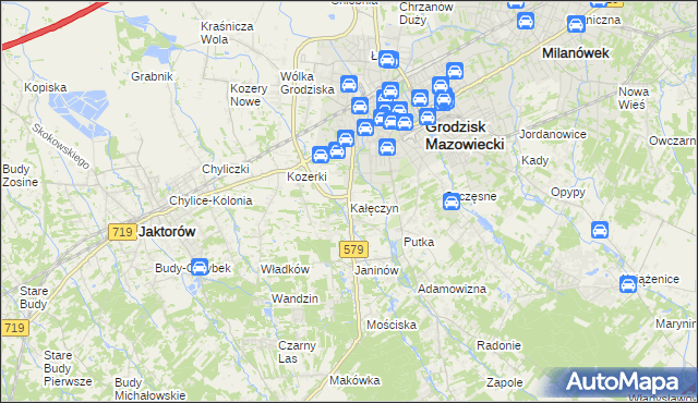 mapa Kałęczyn gmina Grodzisk Mazowiecki, Kałęczyn gmina Grodzisk Mazowiecki na mapie Targeo