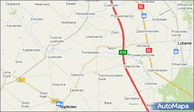 mapa Kalinowiec gmina Bądkowo, Kalinowiec gmina Bądkowo na mapie Targeo