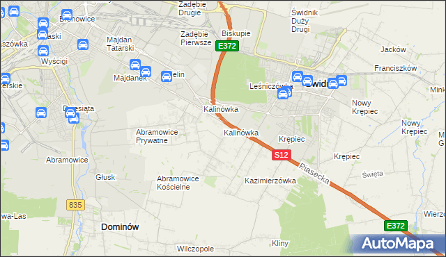 mapa Kalinówka gmina Głusk, Kalinówka gmina Głusk na mapie Targeo