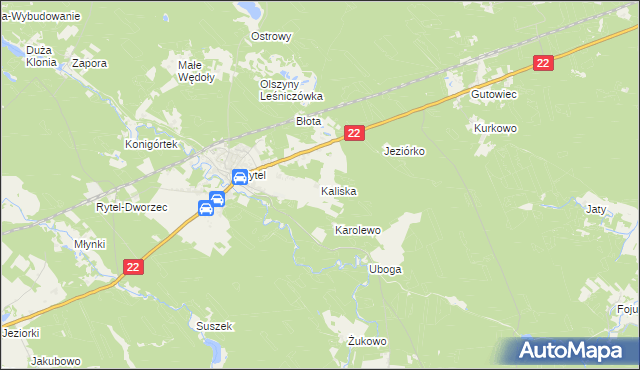 mapa Kaliska gmina Czersk, Kaliska gmina Czersk na mapie Targeo
