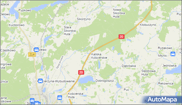 mapa Kaliska Kościerskie, Kaliska Kościerskie na mapie Targeo
