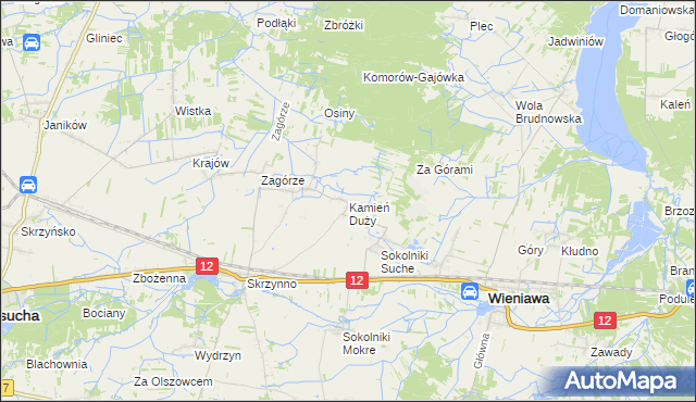 mapa Kamień Duży gmina Wieniawa, Kamień Duży gmina Wieniawa na mapie Targeo