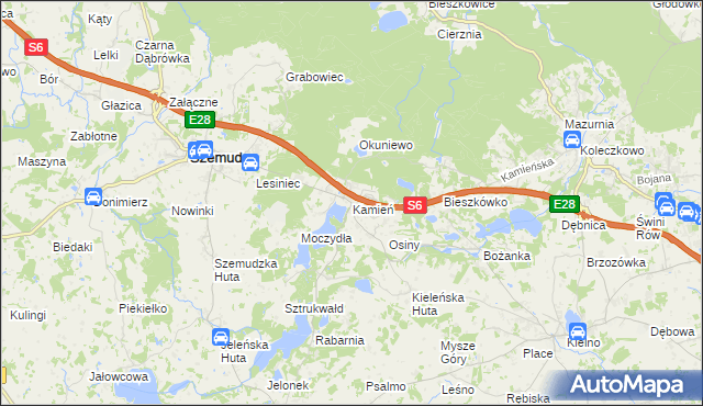 mapa Kamień gmina Szemud, Kamień gmina Szemud na mapie Targeo
