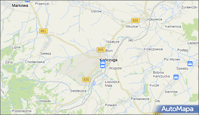 mapa Kańczuga powiat przeworski, Kańczuga powiat przeworski na mapie Targeo