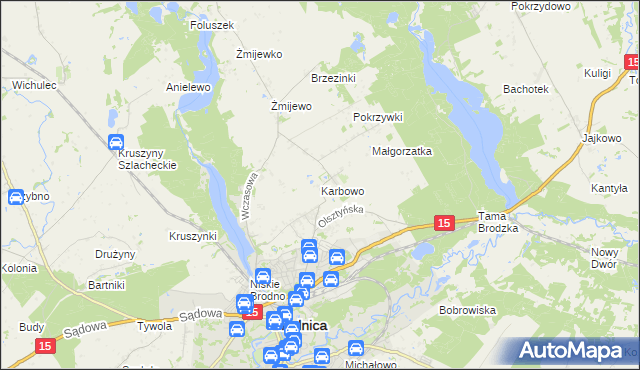 mapa Karbowo gmina Brodnica, Karbowo gmina Brodnica na mapie Targeo
