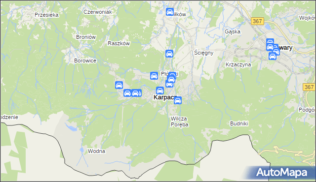 mapa Karpacz, Karpacz na mapie Targeo
