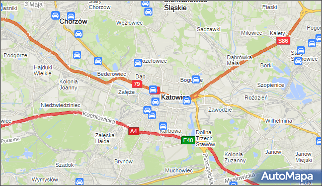 mapa Katowic, Katowice na mapie Targeo