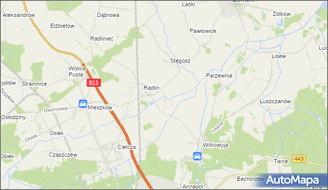 mapa Kąty gmina Jarocin, Kąty gmina Jarocin na mapie Targeo