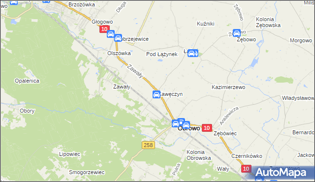 mapa Kawęczyn gmina Obrowo, Kawęczyn gmina Obrowo na mapie Targeo
