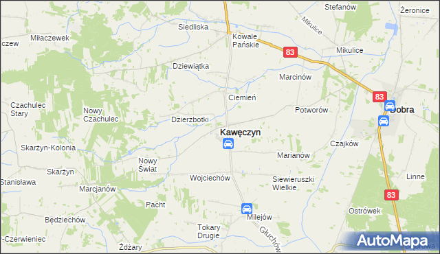 mapa Kawęczyn powiat turecki, Kawęczyn powiat turecki na mapie Targeo