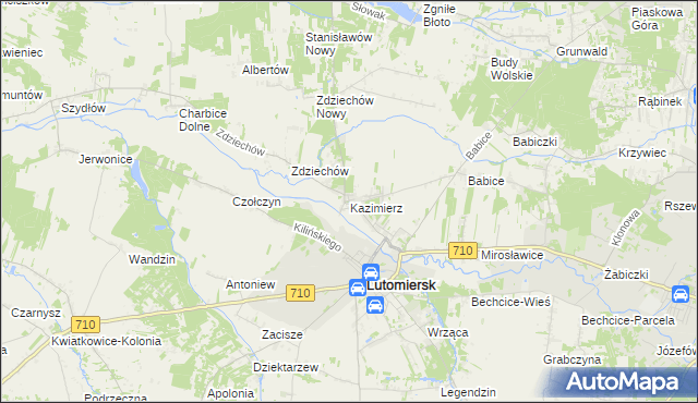 mapa Kazimierz gmina Lutomiersk, Kazimierz gmina Lutomiersk na mapie Targeo