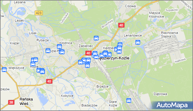 mapa Kędzierzyna-Koźle, Kędzierzyn-Koźle na mapie Targeo