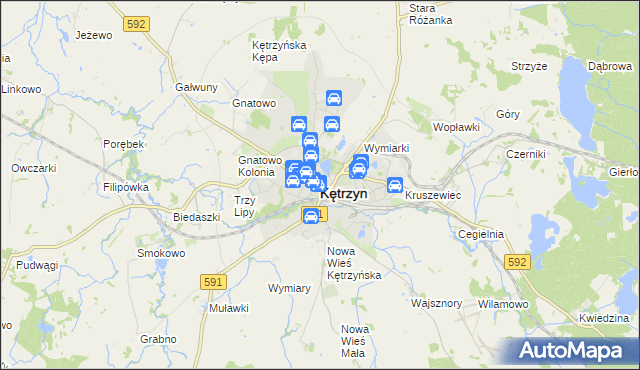 mapa Kętrzyn, Kętrzyn na mapie Targeo