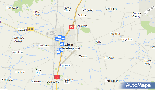mapa Klatka gmina Koźmin Wielkopolski, Klatka gmina Koźmin Wielkopolski na mapie Targeo