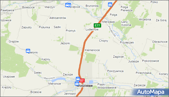 mapa Klemencice, Klemencice na mapie Targeo