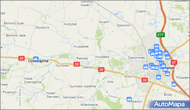 mapa Kluczewo gmina Płońsk, Kluczewo gmina Płońsk na mapie Targeo