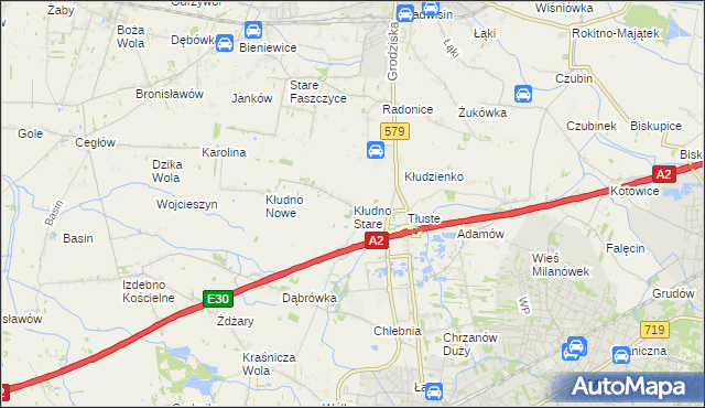 mapa Kłudno Stare, Kłudno Stare na mapie Targeo