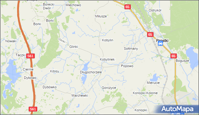 mapa Kobylinek gmina Prostki, Kobylinek gmina Prostki na mapie Targeo