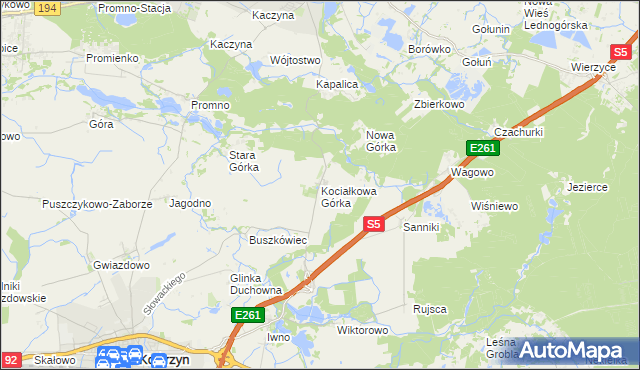 mapa Kociałkowa Górka, Kociałkowa Górka na mapie Targeo