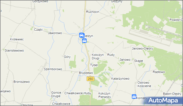 mapa Kokczyn Drugi, Kokczyn Drugi na mapie Targeo