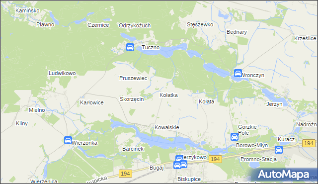 mapa Kołatka gmina Pobiedziska, Kołatka gmina Pobiedziska na mapie Targeo