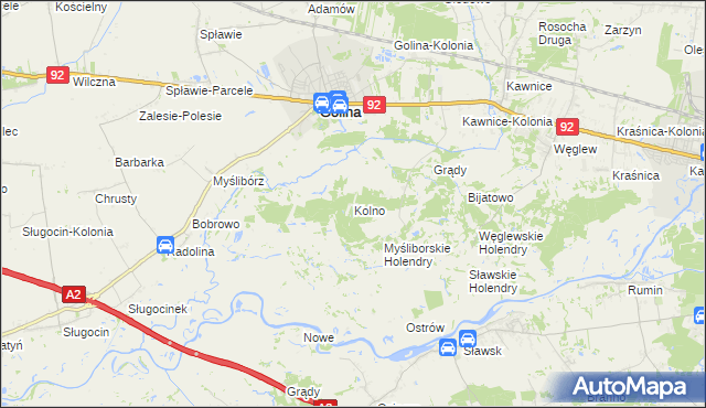 mapa Kolno gmina Golina, Kolno gmina Golina na mapie Targeo