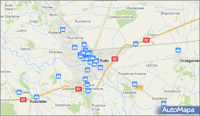 mapa Koło, Koło na mapie Targeo