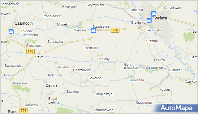 mapa Kolosy, Kolosy na mapie Targeo