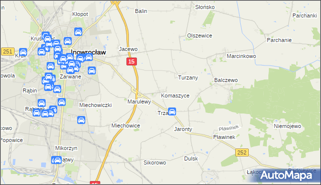 mapa Komaszyce gmina Inowrocław, Komaszyce gmina Inowrocław na mapie Targeo