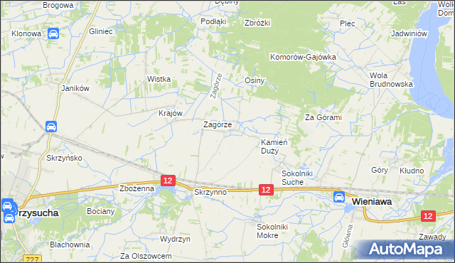 mapa Komorów gmina Wieniawa, Komorów gmina Wieniawa na mapie Targeo