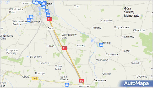 mapa Konary gmina Ozorków, Konary gmina Ozorków na mapie Targeo