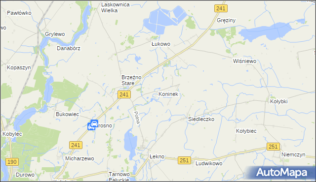 mapa Koninek gmina Wągrowiec, Koninek gmina Wągrowiec na mapie Targeo