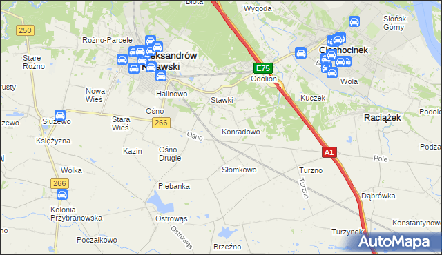 mapa Konradowo gmina Aleksandrów Kujawski, Konradowo gmina Aleksandrów Kujawski na mapie Targeo
