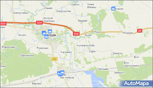 mapa Konstantynowo gmina Wyrzysk, Konstantynowo gmina Wyrzysk na mapie Targeo