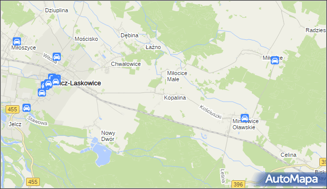 mapa Kopalina gmina Jelcz-Laskowice, Kopalina gmina Jelcz-Laskowice na mapie Targeo