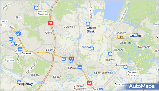 mapa Kopciowice, Kopciowice na mapie Targeo