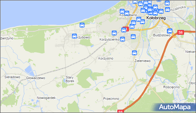 mapa Korzystno, Korzystno na mapie Targeo