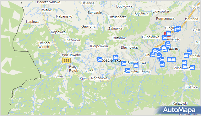 mapa Kościelisko, Kościelisko na mapie Targeo