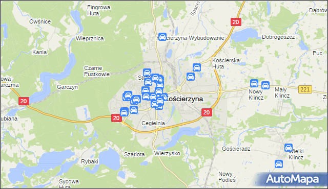 mapa Kościerzyna, Kościerzyna na mapie Targeo