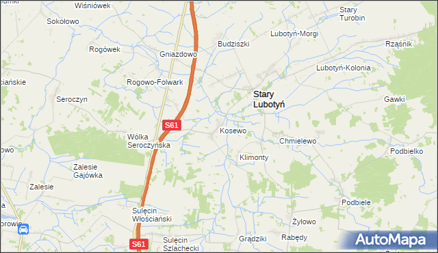 mapa Kosewo gmina Stary Lubotyń, Kosewo gmina Stary Lubotyń na mapie Targeo