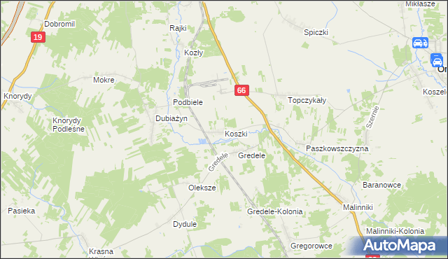 mapa Koszki, Koszki na mapie Targeo