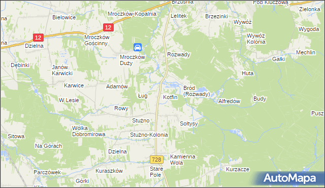 mapa Kotfin gmina Gielniów, Kotfin gmina Gielniów na mapie Targeo
