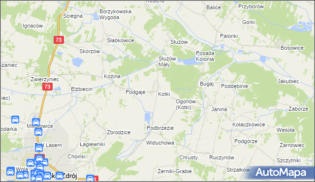mapa Kotki gmina Busko-Zdrój, Kotki gmina Busko-Zdrój na mapie Targeo