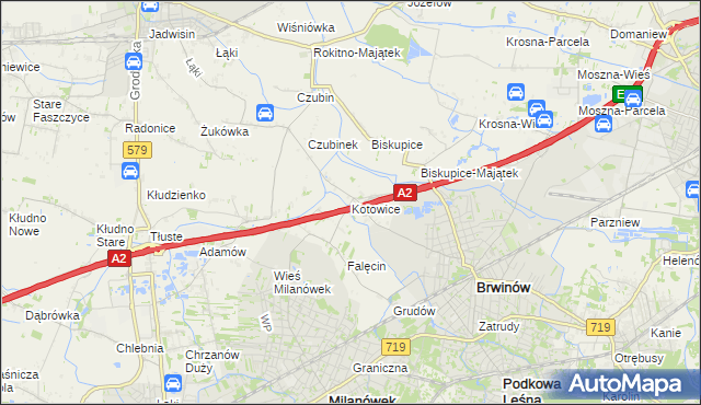 mapa Kotowice gmina Brwinów, Kotowice gmina Brwinów na mapie Targeo