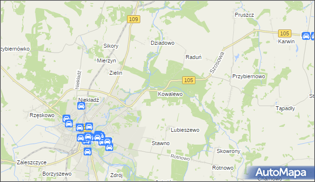 mapa Kowalewo gmina Gryfice, Kowalewo gmina Gryfice na mapie Targeo